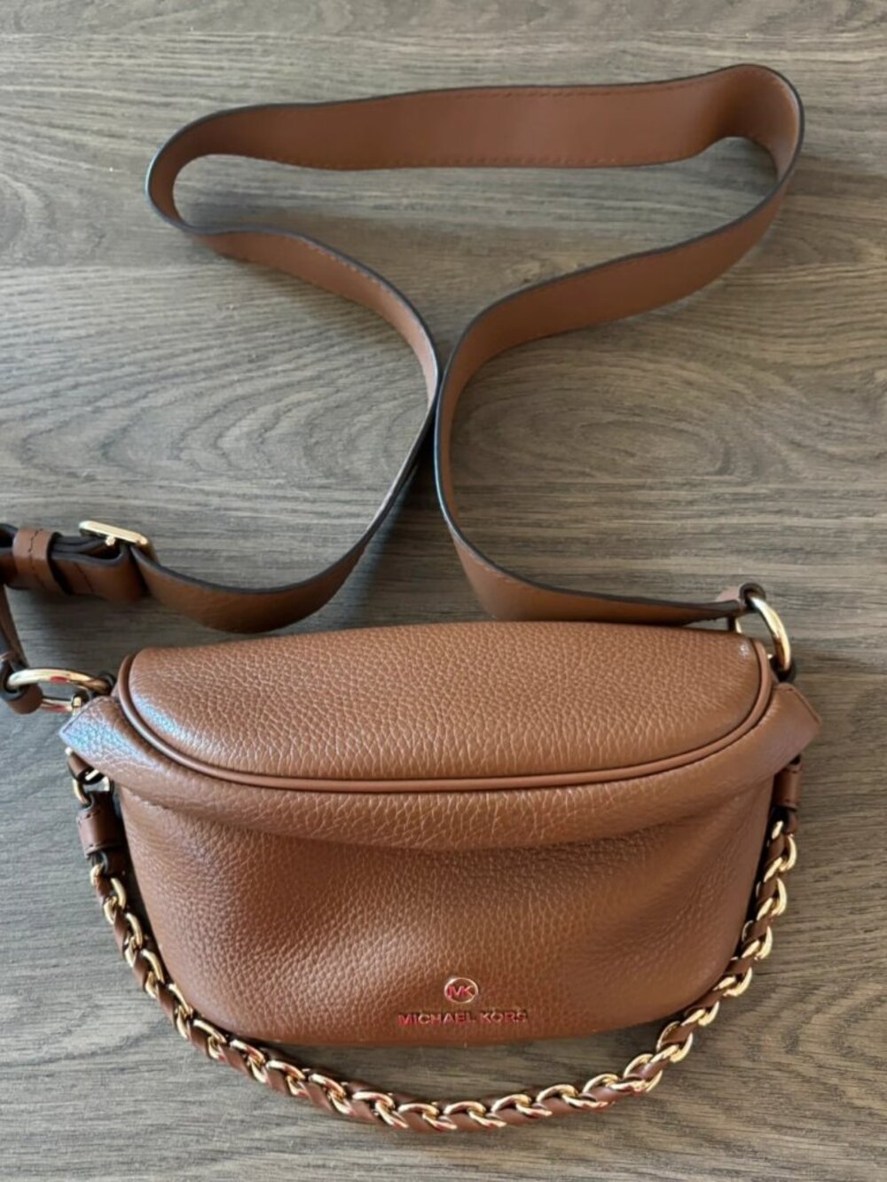 Michael Kors Slater XS Sling Pack Brown Pebbled Leather